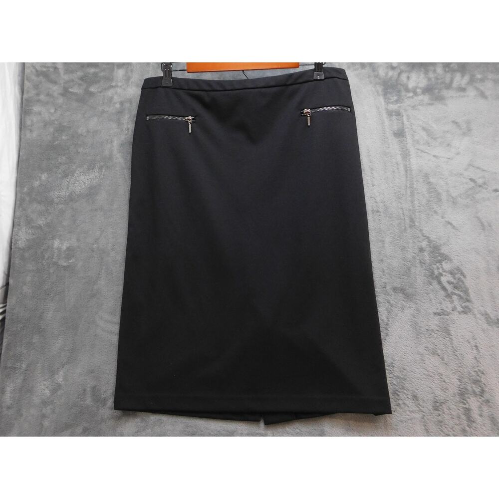 Long Tall Sally Skirt Womens 10 Tall Black Midi Pencil Straight Zipper Pockets